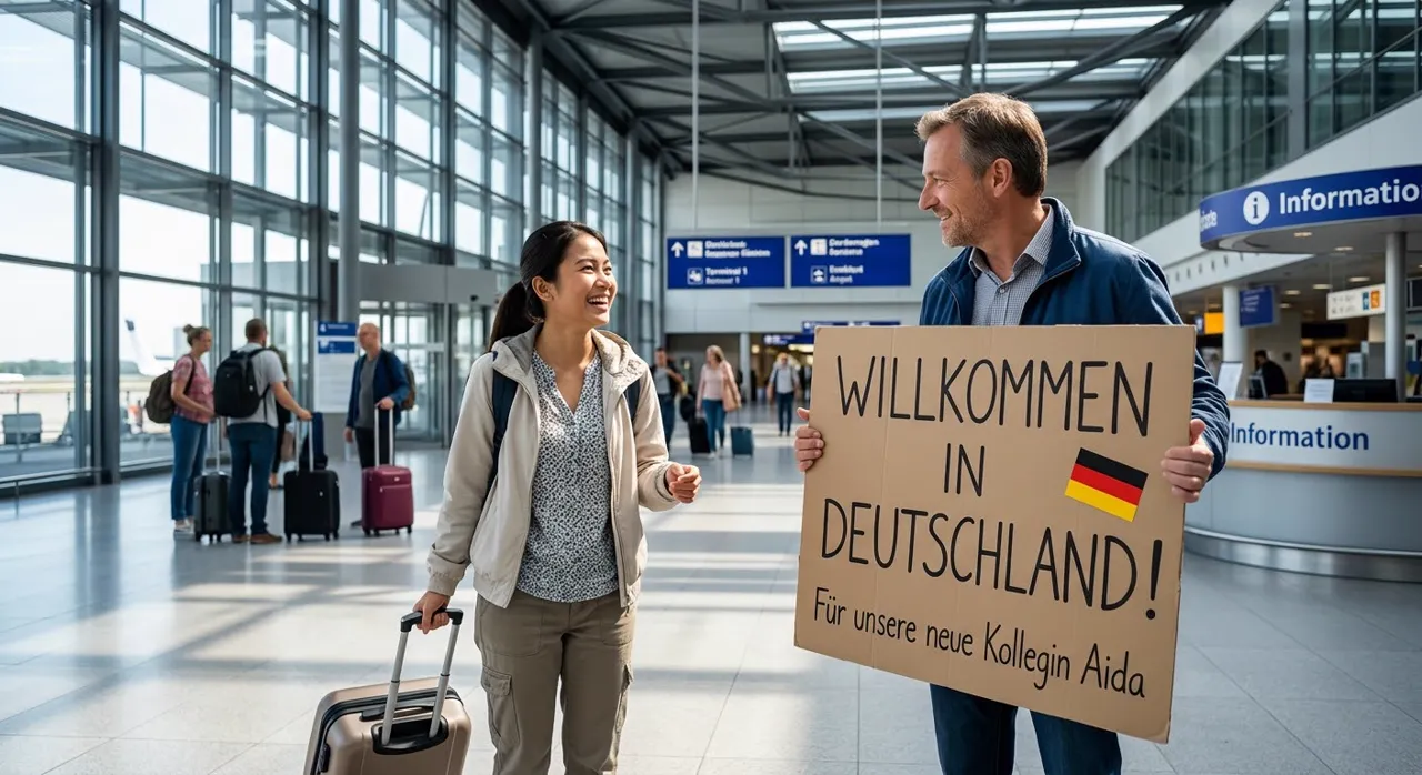 Empfang am Flughafen in Deutschland
