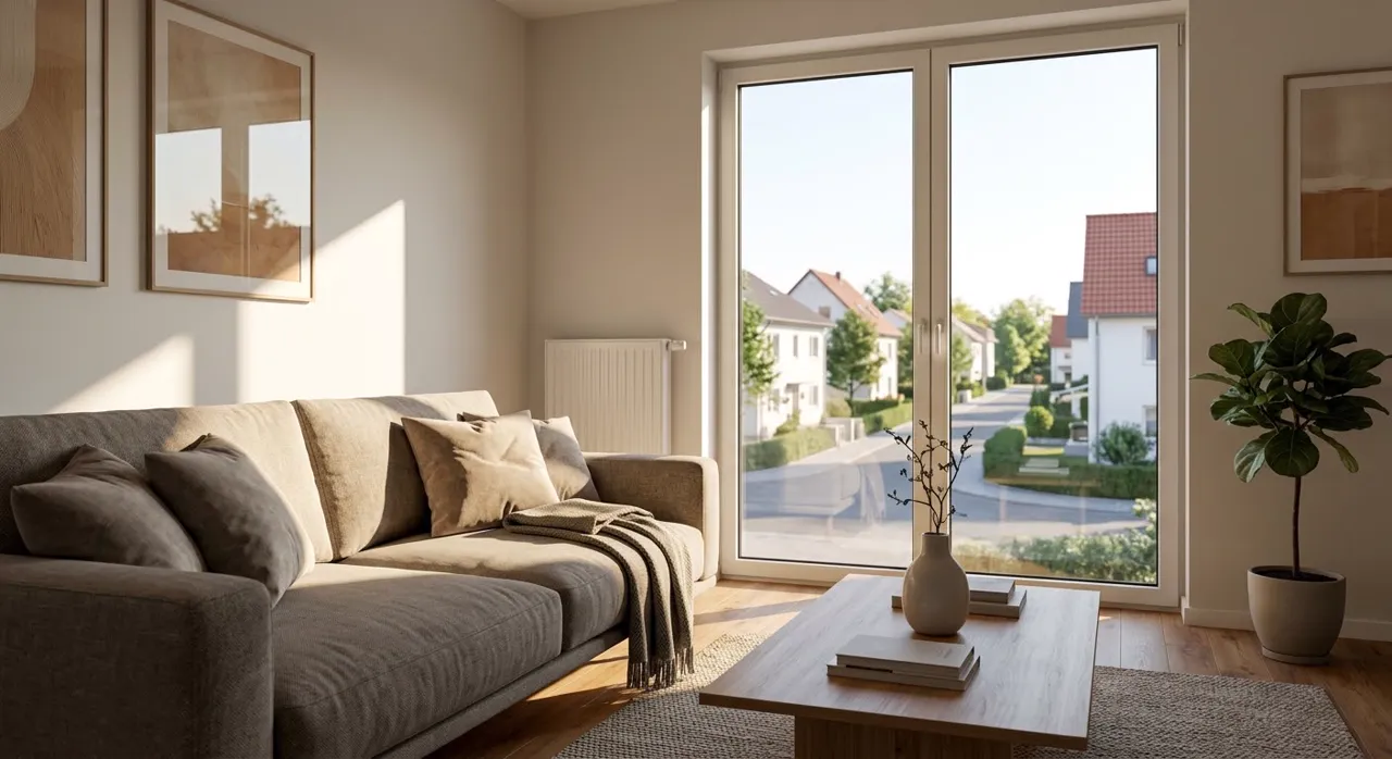 Helles, möbliertes Wohnzimmer